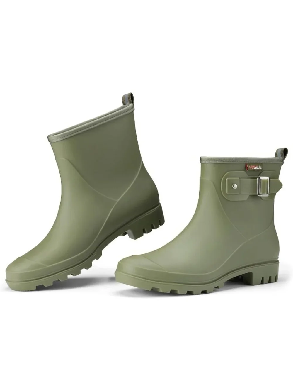 Women's Green Ankle Rubber Non-Slip Mud Lightweight Waterproof Short Rain Boots
